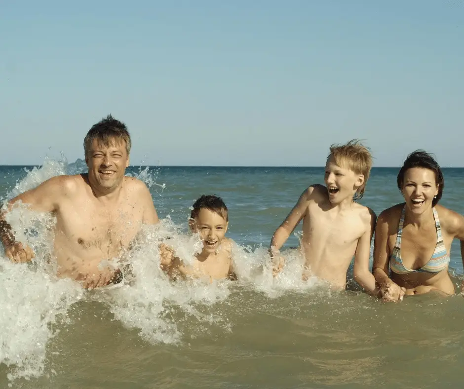 family bathing