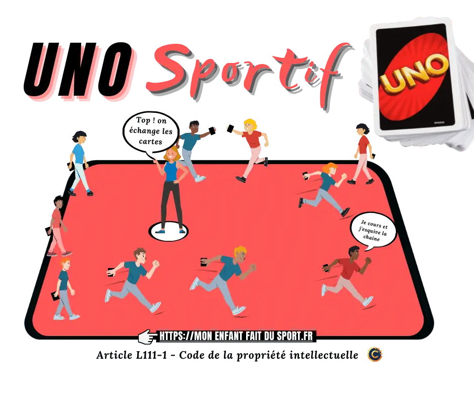 Children practicing physical activity and sports with the game of uno