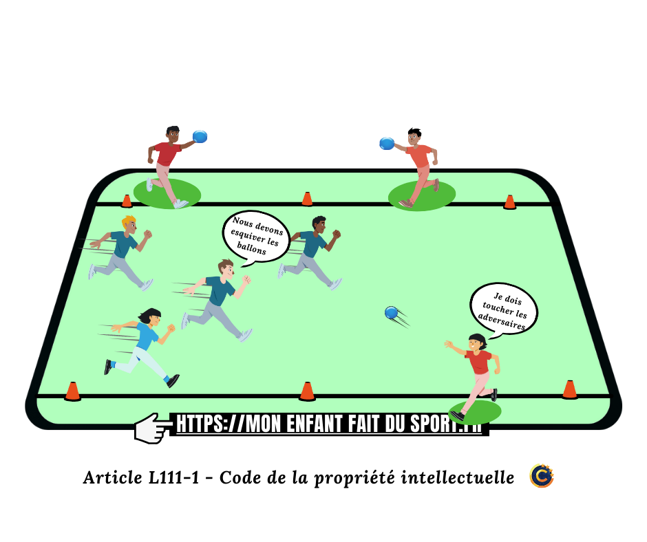 jeu de ballon sportif pour enfant au centre de loisirs, à l'école, en eps, en échauffement