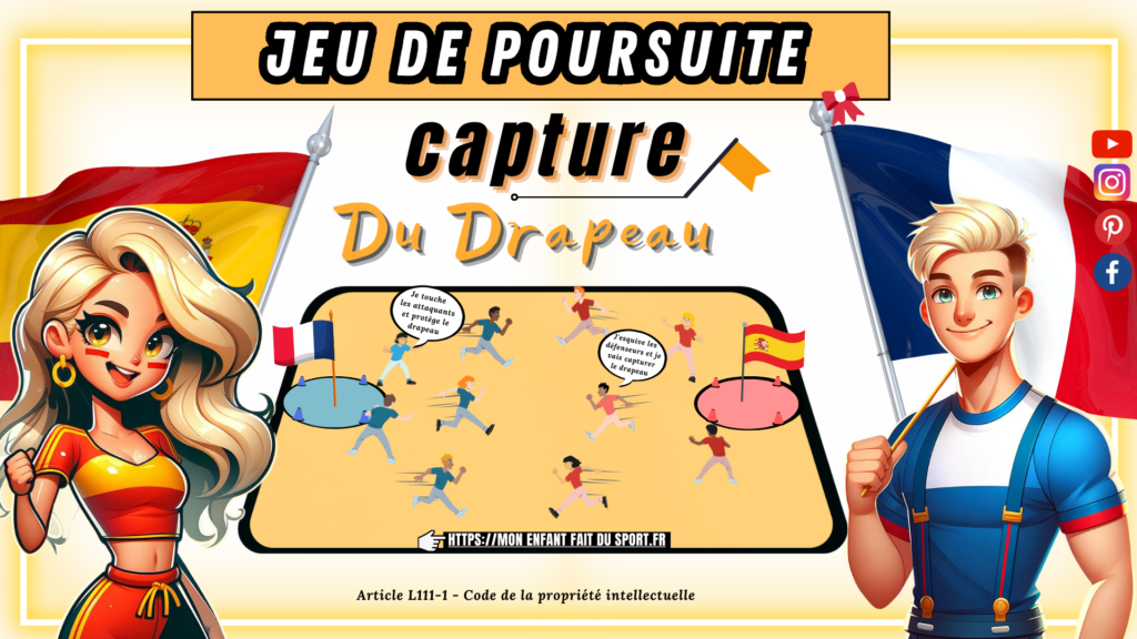 Règle du jeu Capture du Drapeau - jeu sportif de poursuite pour enfant