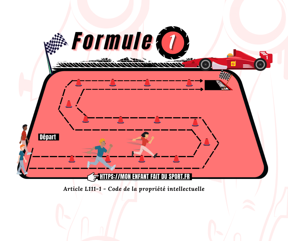 Parcours pour 2 équipes - jeu sportif pour enfant