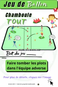 Des enfants font une séance de sport. Ils jouent au jeu du chamboule tout