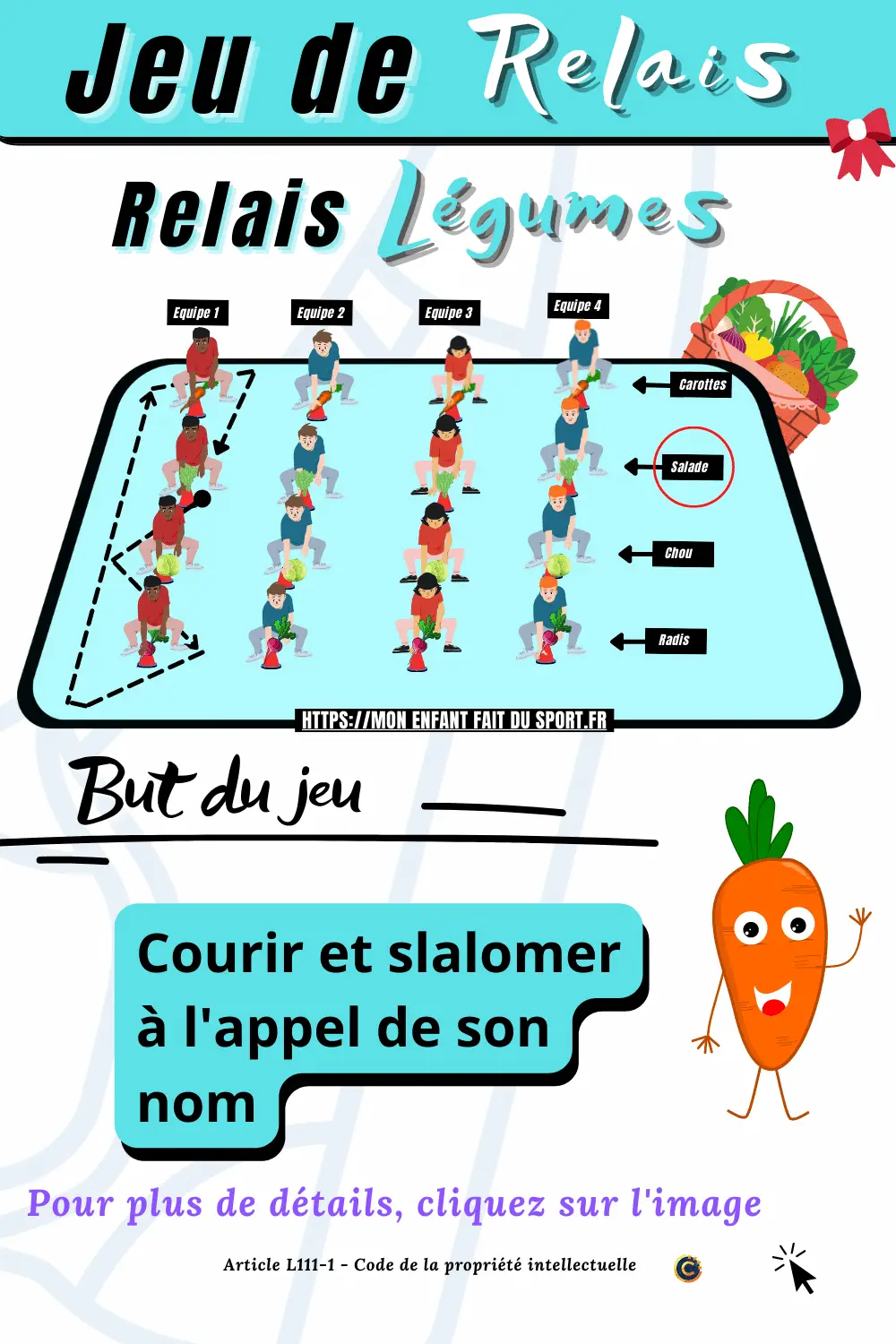 Coureur légume - être attentif à l'appel de son légume, courir autour des joueurs de son équipe puis revenir dans à sa place