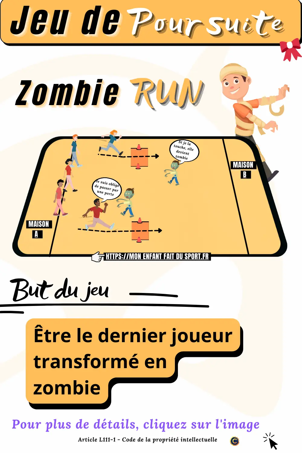 des enfants pratiquent une séance de sport, un jeu de poursuite appelé Zombie Run
