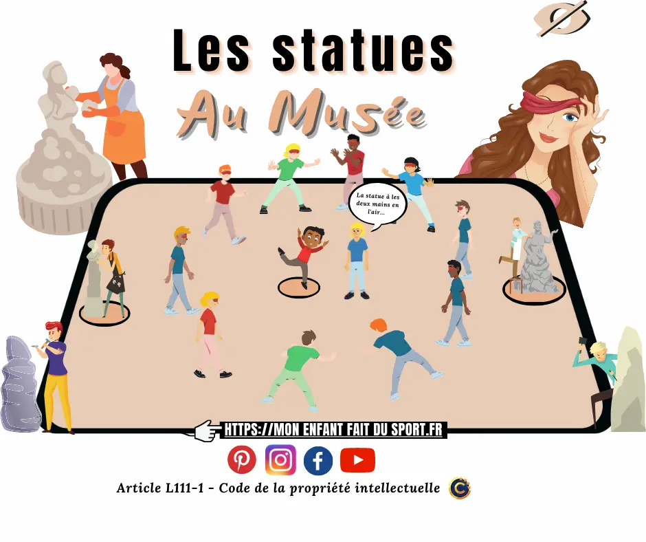 Statues in the museum game rules - cooperative sports game for kids