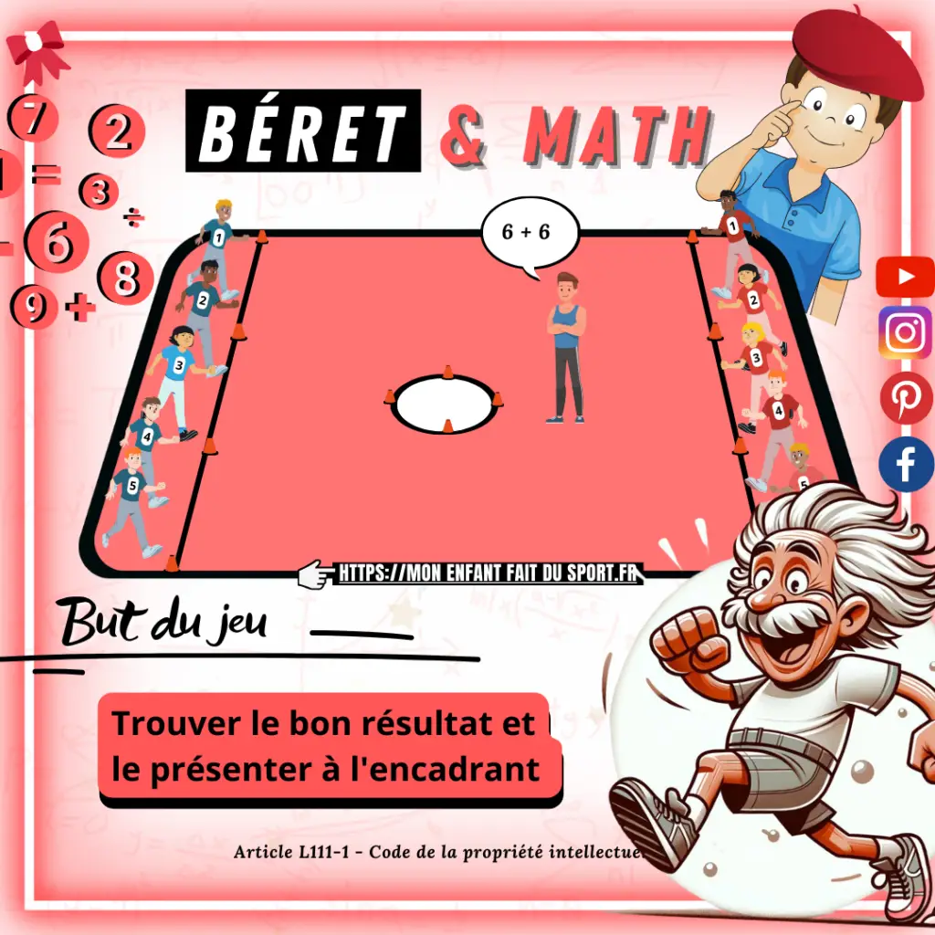 Découvrez &quot;Béret &amp; Math&quot;, le jeu qui allie activité physique et mathématiques pour une session éducative et dynamique, parfait pour les encadrants sportifs et les éducateurs.