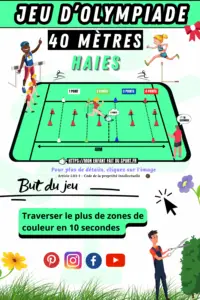 Le jeu sportif du 40 mètres haies, est un jeu d'olympiade. Le but du jeu est de traverser le plus de zones de couleur en 10 secondes.