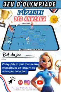 Le jeu sportif de l&#039;épreuve des anneaux olympiques est un jeu d&#039;olympiade. But du jeu : Conquérir le plus d&#039;anneaux olympiques en lançant et attrapant le ballon.