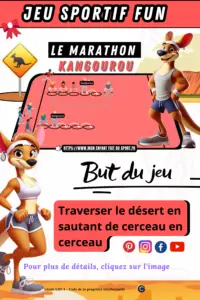 Le jeu sportif "Marathon Kangourou" est un jeu sportif fun. Le but du jeu est traverser le désert en sautant de cerceau en cerceau